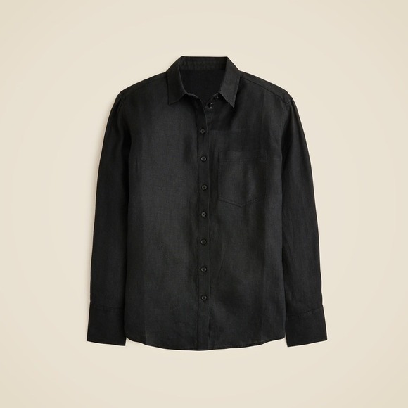 NWT!! J. CREW Garçon Classic Shirt Baird McNutt Irish Linen Solid Black Size 0 - Picture 9 of 15